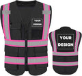 YOWESHOP High Reflective Visibility Safety Vest Custom Your Logo Safety Workwear with Reflective Strips and Front Zipper