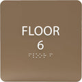 6" X6" Floor 6 Sign - ADA Compliant Tactile Graphics Grade 2 Braille Text Acrylic Wall Signs - Directional Assistance, Floor Number Safety Sign for Office, school Hospital, Apartment
