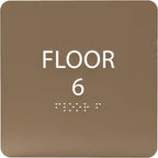 6" X6" Floor 6 Sign - ADA Compliant Tactile Graphics Grade 2 Braille Text Acrylic Wall Signs - Directional Assistance, Floor Number Safety Sign for Office, school Hospital, Apartment