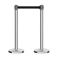 Crowd Control Warehouse CCW Series RBB-100 - Set of 2 Stanchion Retractable Belt Barriers - 11 Foot Black Belt - Easy Assembly