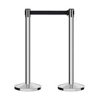 Crowd Control Warehouse CCW Series RBB-100 - Set of 2 Stanchion Retractable Belt Barriers - 11 Foot Black Belt - Easy Assembly