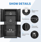 Metal Storage Cabinet, 71 Inch Tall Metal Storage Cabinet with Doors and Shelves, Pantry Cabinets with Drawer for Kitchen Storage, Garage Cabinet for Living, Dining Room, Assemble Required.
