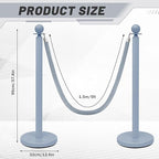 Ferraycle 4 Pcs Stainless Steel Stanchions Post Queue 38 Inch, 5 ft Velvet Rope Carpet Ropes and Pole, Control Barriers for Wedding Birthday Party Decoration Sand Injection Hollow Base Set (Gray Blue)