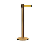 Crowd Control Warehouse CCW Series RBB-150 - Set of 2 Stanchion Retractable Belt Barriers - 16 Foot, Yellow Belt with Satin Brass Steel Post - Easy Assembly