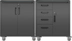 Metal Tool Cabinet,Garage Storage Cabinet System,Wall Cabinet & Locking Rolling Tool Cabinet with Doors and Adjustable Shelves,Steel Tool Cabinets for Home (2 Pcs-Styled, Black)