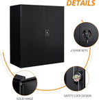 Metal Storage Cabinet, Lockable Storage Cabinet with 2 Doors and Shelves, Metal Cabinet with Lock, Small Lockable Metal Cabinet for Home Office(Black)