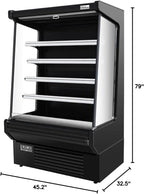 Food Refrigerated Display Case for Commercial Bakery Pastry Front Open Air Refrigerated Display Cooler Case, Movable Shelves and Adjustable Legs, 36~41℉ (61.4 Inches, Black)