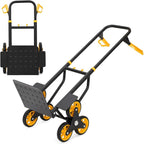 3 in 1 Industrial Convertible Stair Climbing Cart,1000 LBS Capacity Folding Hand Truck Dolly Cart with Telescoping Handle and 2 Elastic Rope for Transport & Moving in Warehouse, Home, Supermarket