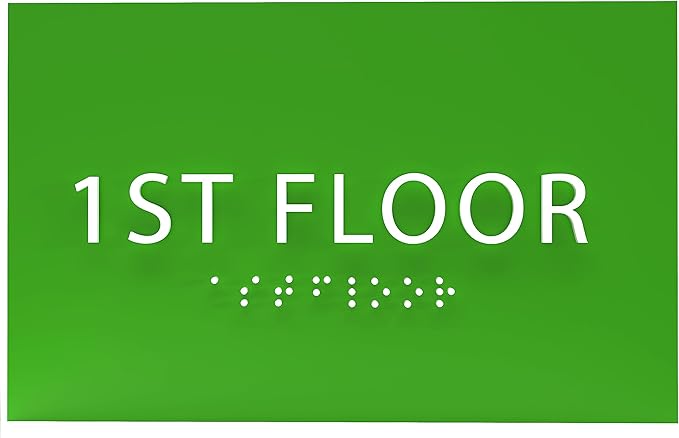 6" X4" 1st Floor Sign - ADA Compliant Tactile Graphics Grade 2 Braille Text Wall Sign| Directional Assistance, Floor Number Sign for Office, Schools, Hospitals, Apartments