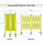 GYMTIME Expandable Metal Barricade, Flexible Mobile Safety Barrier, Folding Security Gate with Casters, Adjustable Traffic Temporary Fence for School, Shopping Mall, 16 Feet, Matte Yellow