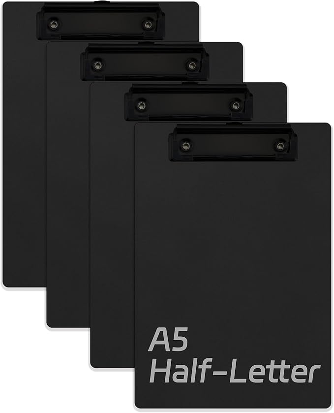 Small Clipboards 6" X 9" Mini Clipboards 4-Pack Half Letter Memo Size Clipboard Menu Pads Receipt Clips for School Office Restaurant Cafe Hotel Black (Black Clip)