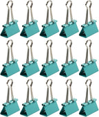 JAM PAPER Colorful Binder Clips - Medium - 1 1/4 Inch (32 mm) - Teal Binderclips - 15/Pack