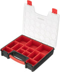 INTERTOOL Hardware Organizer with 13 Removable Bins - Small Parts Storage Tool Box for Nuts, Bolts, Screws, Nails - Portable Handle Transparent Lid with Locks BX08-4031