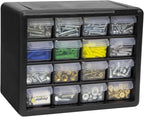 Akro-Mils 16-Drawer Plastic Cabinet for Garage Organization, Beads, Makeup Organizer, Building Bricks Storage, Teacher Toolbox, 10-1/2" W x 6-1/2" D x 8-1/2" H, 10716 Black (Pack of 4)