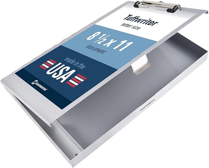 Saunders Tuffwriter Recycled Aluminum Storage Clipboard, 0.5" Clip Capacity, Holds 8.5 x 11 Sheets, Silver