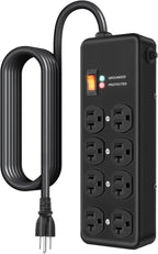 Heavy Duty Surge Protector 20Amp,Metal Power Strip with 8 Outlets,Wall Mount Surge Protector 4800J,12 Gauge 10FT Extension Cord 5-15P Adapter Workshop & Industrial Use with 6-20R T-Slot Outlets