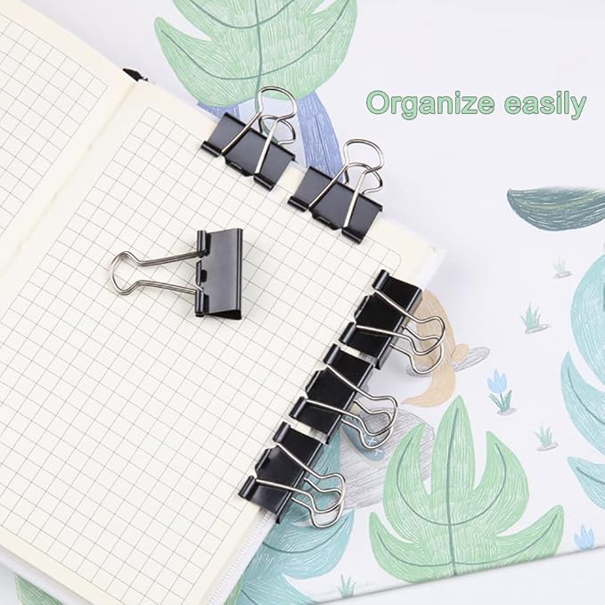 24pcs Binder Clips, 2 Inch Metal Paper Clips, Stationary Foldback Clips for School, Home Supplies, 12 per Box, 2 Boxes