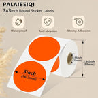 3 X 3 Inch Round Thermal Labels Circle Color Coding Labels Printable Waterproof 500PCS Round Stickers Adhesive Writable for Home, Garage, DIY Sticker, Barcodes,4 Rolls of Fluorescent Orange