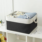 TheWarmHome Organization and Storage Basket for Organizing - Jumbo 3 Pack 17.7x13.8x9.7 inch Fabric Storage Cubes for Closet Gifts Organizer Empty Book (White & Black)