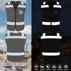 TCCFCCT Hi Vis Vest 5 Pockets High Visibility Reflective Safety Vest for Men Women, Neon Construction Vest with Horizontal Strip for Walkie-talkie and ID Card, Meets ANSI/ISEA Standards, Grey,M
