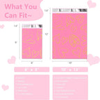 Thank You Poly Mailers 6x9 Inch 100 Pcs - Heart printed Shipping Bags, 2.4mil Thickness, Waterproof and Tear Resistant Mailing Envelopes, Self-Sealing Packaging Bags for Clothing