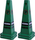 26.5" Caution Cones, 4-Sided Visible Safety Signs with Heavy Rubber Base, Warning for Slip & Fall Prevention, Indoor/Outdoor Use (4, Reserved Parking-Green, 26.5 inch)