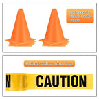 Frienda 11 Pcs Construction Birthday Party Supplies Plastic Traffic Cone Caution Tape Safety Road Parking Construction Cone Warning Tape for Halloween Party Outdoor Indoor (9 Inch Tall,Solid)