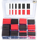MILAPEAK 300 PCS Heat Shrink Tubing Kit - 3:1 Ratio Adhesive Lined, Marine Grade Shrink Wrap - Automotive Industrial Heat-Shrink Tubing - Black, Red