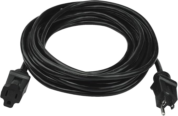 Clear Power 25ft Oil Resistant Heavy Duty Extension Cord 14/3 SJTOW, 3 Prong Grounded Plug, 15-Amp Power Cord for Farms and Ranches, Black, DCOC-0082-DC