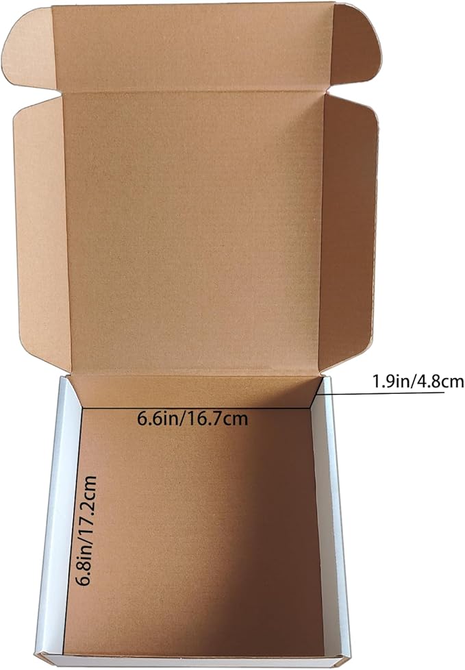 7 x7 x2 Inches Shipping Boxes Set of 25,White Corrugated Mailing Cardboard Box Literature Mailer for Packing Small Business Moving Storage, E-Commerce Packaging Mailing Boxes Gift Boxes for Presents