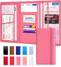 LINTRU Car Registration and Insurance Holder Trifold, Oversized Fit with Reinforced Construction, Matte PU Leather Vehicle Glove Box Organizer for Documents, Car Accessories for Men and Women