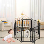 14 Panels Tall Garden Fence with Gate, 36 in(H) X31 Ft(L) Wide Door Low Sills Dog Fencing Outdoor for Yard, Black Garden Fence for Dogs Rabbits