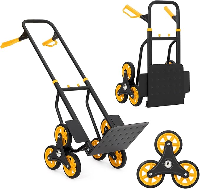 3 in 1 Industrial Convertible Stair Climbing Cart,1000 LBS Capacity Folding Hand Truck Dolly Cart with Telescoping Handle and 2 Elastic Rope for Transport & Moving in Warehouse, Home, Supermarket