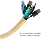 CrocSee 25ft - 1/2 inch Braided Cable Management Sleeve Cord Protector - Self-Wrapping Split Wire Loom for TV/Computer/Home Theater/Engine Bay - Beige