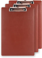 A4 Clipboard,3 Pack PU Clipboards with Hanging Hole for Office,School or Restaurant,Brown