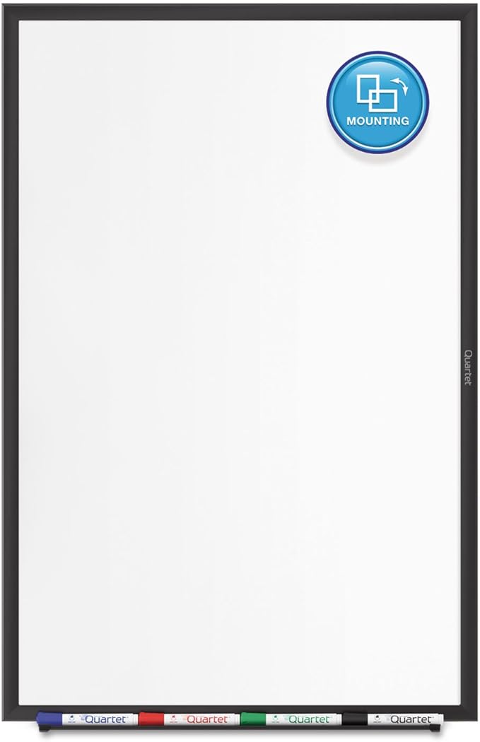 Quartet Magnetic Dry Erase White Board, 60"W x 36"H Whiteboard, Nano-Clean Surface Resists Ink Stains, Black Aluminum Frame (SM535B)