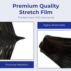 Rosmonde Bulk Black Plastic Wrap, 18" x 1500 ft, 20 Rolls Pack, 80 Gauge Heavy-Duty Pallet Shrink Wrap, True 1500 Ft, 3" Core, Puncture Resistant Stretch Wrap for Moving, Shipping & Secured Wrapping