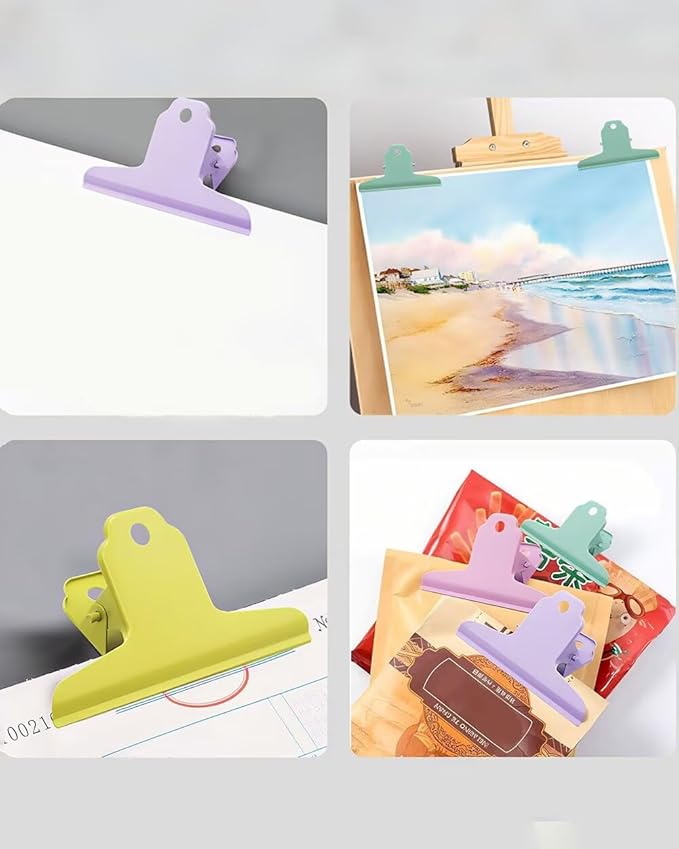 4PCS Extra Large Binder Clips Metal Bulldog Clips Large Paper Clamps Holder Chip Clips for Home School Office Drawing Bag 4inch