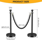 LOVMOR 12Pcs Black Stanchion Posts Queue with 8pcs Black Velvet Rope, Crowd Control Barriers Queue Line Rope, Crowd Control Stanchion for Party Supplies