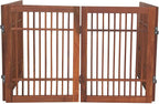 Pet Dog Gate Strong and Durable Freestanding Folding Acacia Hardwood Portable Wooden Fence Indoors or Outdoors by Urnporium (Brown Pet Gate, 4 Panel 24" Tall)
