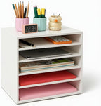 EMERIT Paper Organzier Wood Desktop Organizer Storage Letter Tray File Sorter with Adjustable Shelves for Home Office
