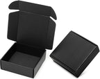 Mcfleet 6x6x2" Small Black Shipping Boxes - 24 Pack Corrugated Cardboard Mailing Box Packaging for Small Business - Tab Locking Literature Mailer Flat Empty Gift Packing Supplies