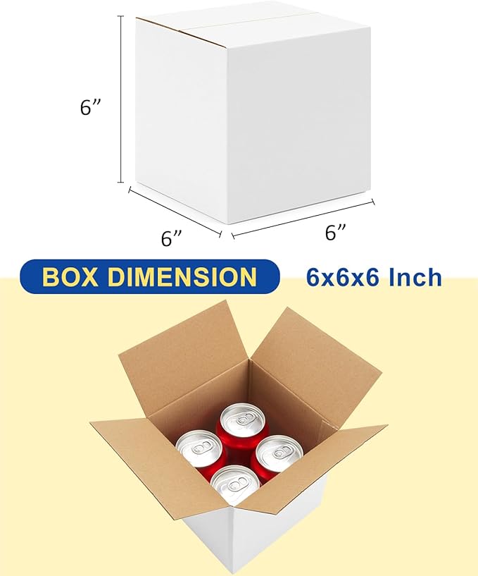 40-Pack-Small-Shipping-Boxes-6x6x6, Corrugated-Cardboard-Boxes-for-Packaging-Small-Business, White-Boxes-Mailers