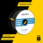 Bungee Cord Elastic Shock Cord 1/4" x 50' Bungee Rope for DIY, Tie Downs, Kayak and Outdoor - Black