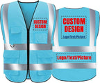 BeautyWill Safety Vest 1 pcs Customize Logo Class 2 High Visibility Reflective Vest with 5 Pockets Construction Security Work Vest ANSI/ISEA Standards