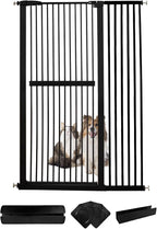 Lumizone Extra Tall Cat Gate 61.02" High Pressure Mounted Extra Wide 42.52"-46.64" (17Sizes) 1.37" Gap No Drilling Auto-Close Tall Pet Gate for Dogs (Black, 42.52"-46.64" W)