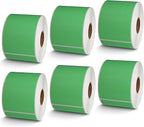 BETCKEY - 2.25" x 4" Multipurpose & Shipping Labels Compatible with Zebra & Rollo Label Printer,Premium Adhesive & Perforated[Green, 6 Rolls, 2100 Labels]