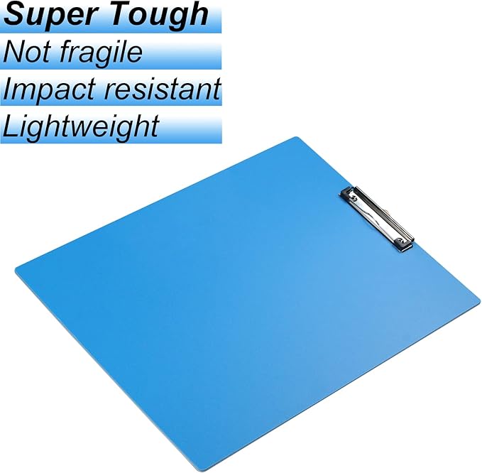Acocony 11x17 Clipboard Landscape Super Tough Extra Large Clipboard Low Profile Clip Not Fragile 11 x 17 Clipping Board PP Plastic Blue Pack of 1