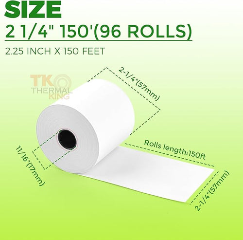 (96 Rolls) 2 1/4" x 150' Thermal Paper, Adding Machine/Calculator Tape Receipt paper for Cash Registers