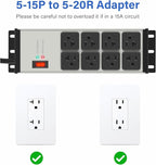 CCCEI Magnetic Heavy Duty Power Strip Surge Protector 20Amp, 12 Gauge High Amp Extension Outlets, Garage Wall Mount 8 Plug Metal Power Strip. 15FT, Grey, 5-15P Adapter 6-20R T-Slot 20a for Appliance